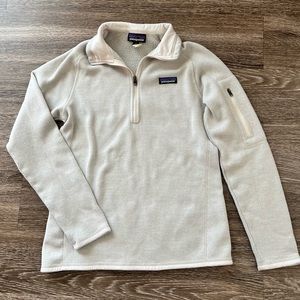 Patagonia Womens Better Sweater 1/4 Zip Pullover Fleece Jacket Cream Size Medium